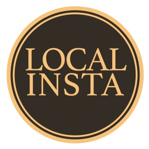 Local Insta logo in a black circle and gold text
