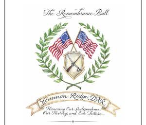 Seal/Logo with two American flags flanked by greenery.