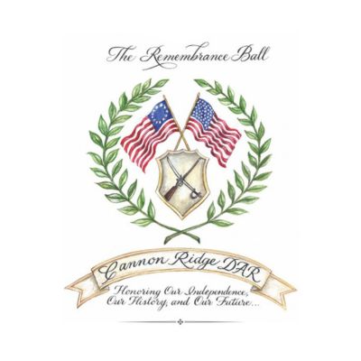 Daughter's of Ridgefield Remembrance Ball seal and logo with two American flags